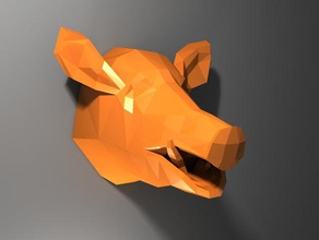 low poly boar head animals hunting lowpoly 3d print model - Mito3D