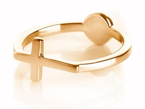 cross ring rings circle gold size 4 3d print model - Mito3D