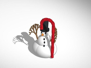 more printable snowman tophat candy cane sculptures 3d print model - Mito3D