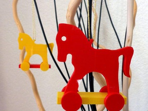 jouet cheval arbre d'ornement décor les fêtes de noël makerbotornaments roues 3d print model - Mito3D