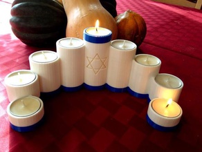 tea light menorah decor candle hanukkah holiday jewish 3d print model - Mito3D