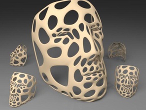 polygon-Maske voronoi-style single-walled Skulpturen 3d print model - Mito3D