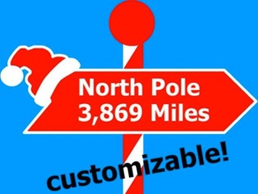 distance north pole sign math customizer gps coordinates latitude makerbotornaments 3d print model - Mito3D