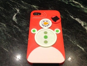 iphone 4s christmas snowman gear case mobile dual extrusion gears multi-color supportless 3d print model - Mito3D