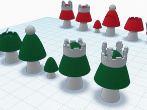 mushroom chess other tinkercad toadstool 3d print model - Mito3D