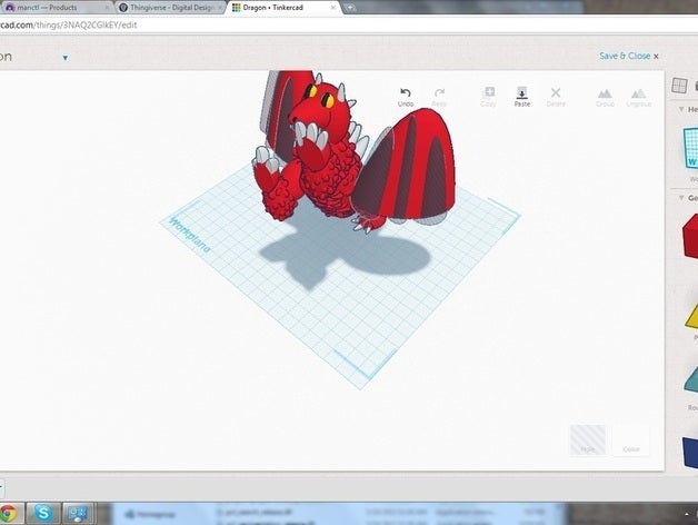 dragão outros monstro mítico tinkercad 3D print model - Mito3D