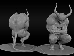meditating devil sculptures big calm crouch demon hunch large paper paperweight quiet sexy sitting 3d print model - Mito3D