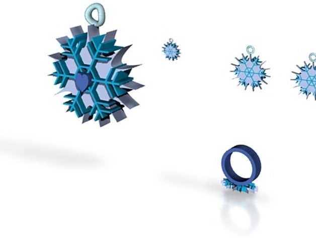 gelo coração de uma jóia pulseiras encantos brincos colares 3D print model - Mito3D