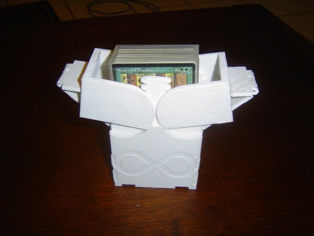 ccg deck box ausgerichtet drehbar gelagerten Deckel andere Karten Zahnräder magic mtg Ritzel rack 3D print model - Mito3D