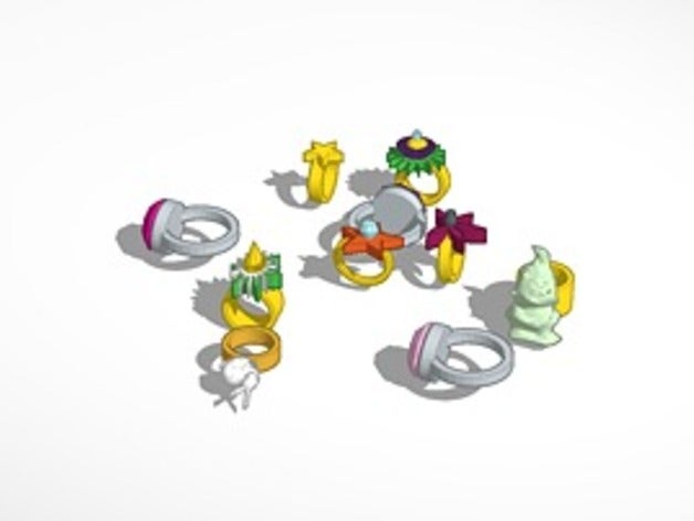 assorted rings 3D print model - Mito3D