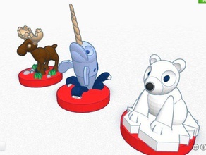 canadian animals set childrenchess bear beaver game moose narwhal polar raccoon squirrel tinkercad toy 3d print model - Mito3D