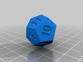 easy print d12 20mm high beveled digits dice dodecahedron 3d print model - Mito3D
