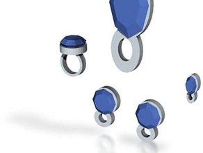 lara blu ridimensionata anello più piccolo gioielli set la collana collane ciondolo ciondoli anelli earings 3d print model - Mito3D