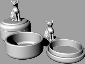 cat box yeah went there containers kitten kitty lid round trinket 3d print model - Mito3D
