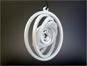 sin embargo, otra giroscópico ornamento de la navidad decoración art geometría cardán el giroscopio makerbotornaments pla estrella invierno 3d print model - Mito3D