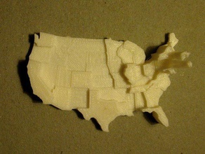contiguous united states prism map learning cartography customizable customizer geography manipulative 3d print model - Mito3D