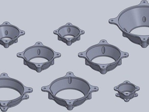 various fan size conversion adapters other 120mm 140 180 25mm 30mm 3d 40mm 50mm 60mm 70mm 80mm 92mm computer coupling customisable mount openscad parametric part solidworks stl 120 mm 3d print model - Mito3D
