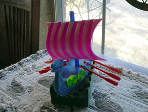 viking longboat art squigglepeeps toy 3d print model - Mito3D