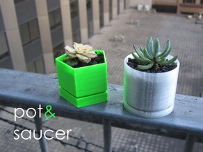 pot et soucoupe personnalisable plein air jardin customizer plante 3d print model - Mito3D