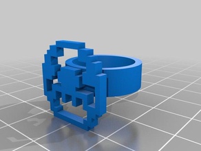 my customized pixel art ring size 475 mushroom rings 3d print model - Mito3D