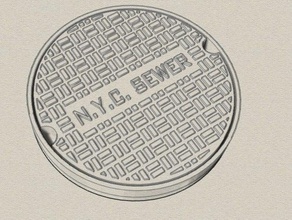 nyc manhole cover Requisiten Abzeichen 3d print model - Mito3D