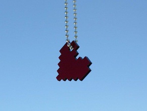 8-bit heart pendant jewelry 3d print model - Mito3D