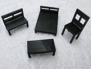 paramétrico cadeira de mesa modelo móveis a cama bancada openscad brinquedo 3d print model - Mito3D