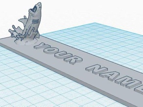 cubical name plate great white shark office flyinggreatwhite nameplate nametag 3d print model - Mito3D