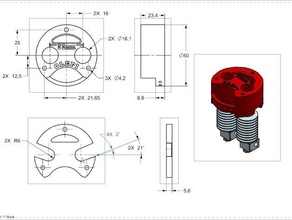 rostock'ta e3d hotend adaptör çift yazıcı ekstruderler 3d print model - Mito3D