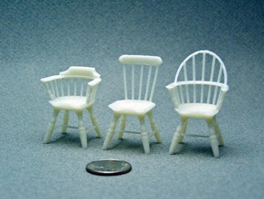 three 124 windsor chairs model furniture 1to24scale dollhouse miniature toscale 3d print model - Mito3D