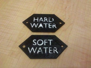 signs label hard soft water taps bathroom softener 3d print model - Mito3D