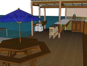 côté lac, le pont de la conception plein air jardin bar bricolage divertissement modèle patio 3d print model - Mito3D