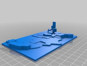 meu personalizados estados contíguos dos unidos prisma mapa aprendizagem 3d print model - Mito3D