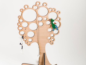 jewellery tree organization jewelry lasercut laser cutter wood 3d print model - Mito3D