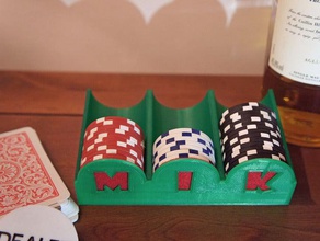 poker chip tray optional initials toy game accessories cards card games 3d print model - Mito3D