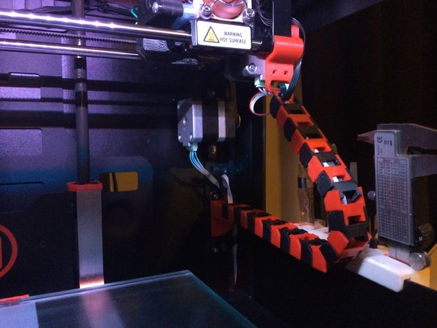 replicator 2 stepperend durdurmak kablo zinciri 3d yazıcı parçalar cablechain replicator2 3D print model - Mito3D