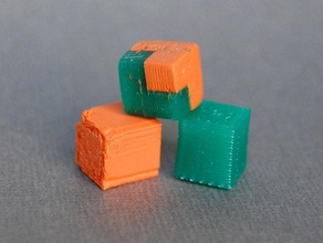 two colour standard cube 1ml 3d printing tests accuracy calibration color dual extrusion glitch models precision science tolerance 3d print model - Mito3D
