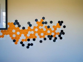hexagon tile art age amber diamond filament idea mind orange simple simplistic stick wall 3d print model - Mito3D