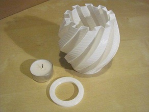 tea light candle holder twisted gear lamp decor art decoration vase 3d print model - Mito3D