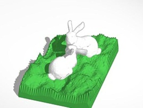 birbirlerini arayan iki tavşan heykeller bunny sevimli tavşanlar 3d print model - Mito3D