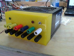atx psu front panel banana sockets electronics power supply adapter bracket plugs socket bench top 3d print model - Mito3D