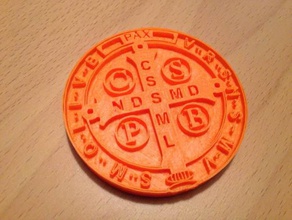 St Benedikt-Medaille-Rückseite Medaille Vorderseite angemeldet Münzen Abzeichen 3d print model - Mito3D