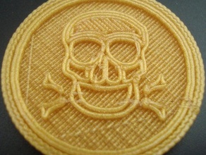 crânio ossos cruzados de moeda brinquedo jogo os acessórios faberdashery pirata 3d print model - Mito3D