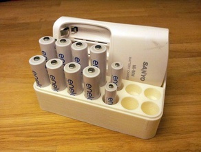 sanyo eneloop aa aaa batterie ricaricabili bin organizzazione la batteria del caricabatteria porta 3d print model - Mito3D