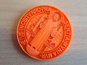 saint benedict medal frontside coins badges 3d print model - Mito3D
