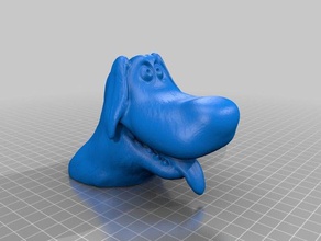 perro de dibujos animados a los animales excavado el pelaje sonrisa en la lengua hasta 3d print model - Mito3D