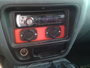 1 din car stereo faceplate 12v power sockets automotive socket audio radio dashboard 3d print model - Mito3D