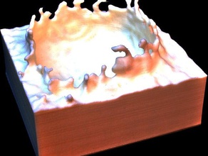 puddle damla su splash2 öğrenme cfd sıvı simülasyon 3d print model - Mito3D