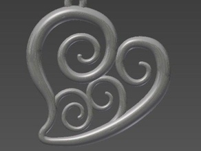 spiral filled heart earrings 3d print model - Mito3D