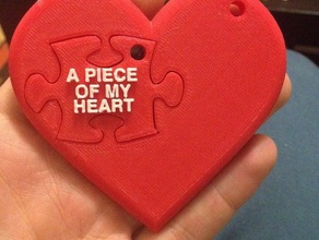 piece my heart keychain set keychains holiday puzzle valentine valentines 3d print model - Mito3D